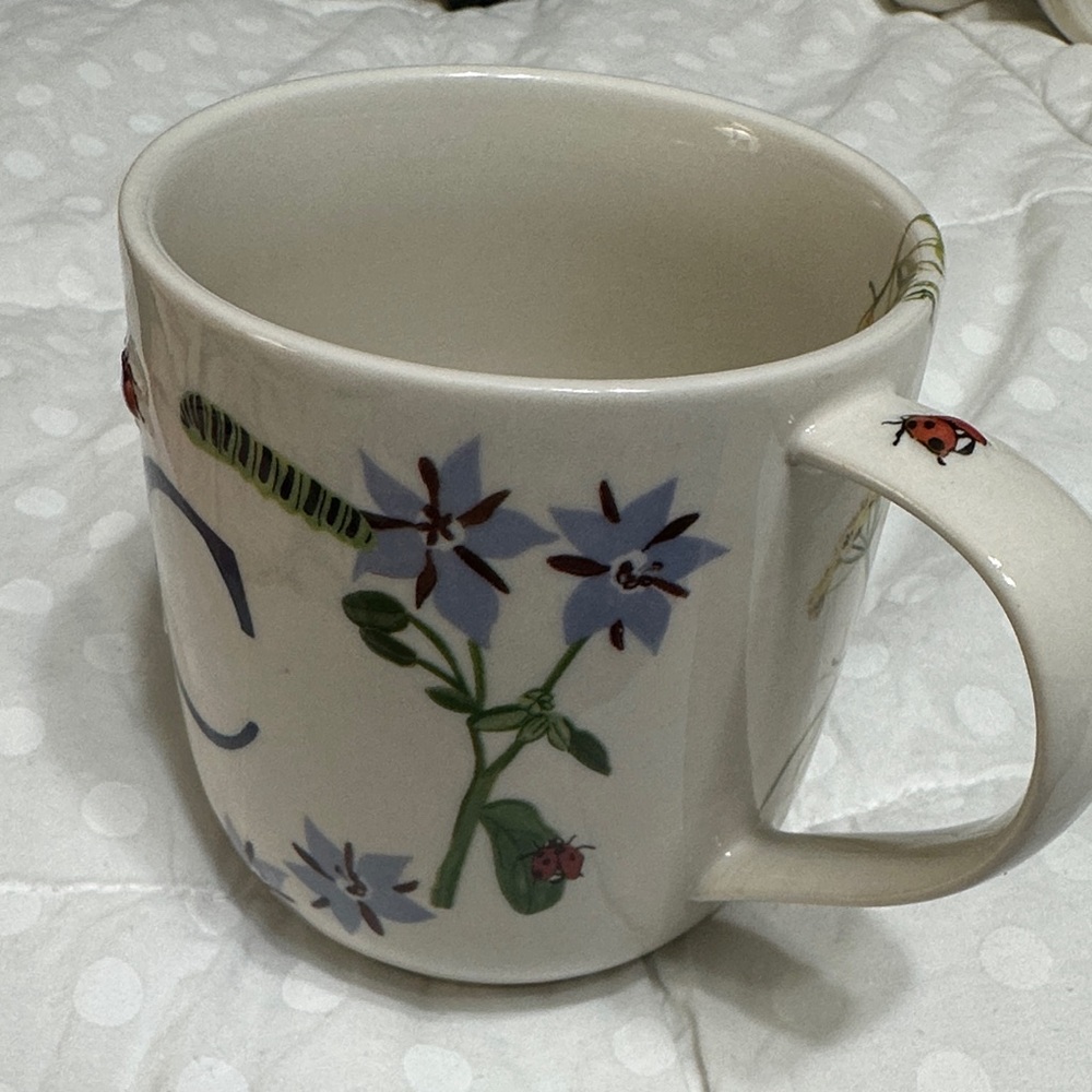 Monogram C Ceramic Mug with Floral & Bug Motif anthropologie - Picture 4 of 6